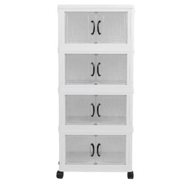 Imagem de Organizador do armário de armazenamento dobrável de plástico de armazenamento empilhável com rodas espessadas de grande capacidade sem instalação necessária para o guarda -roupa (-3117240236712)