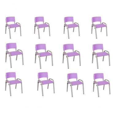 Imagem de Kit 12 Cadeiras Infantil Iso, , Base Cinza Lilas