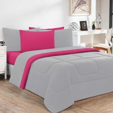 Imagem de Kit Edredom Malha 100% Algodão Gran Moratta 2 Peças Solteiro - Cinza-pink