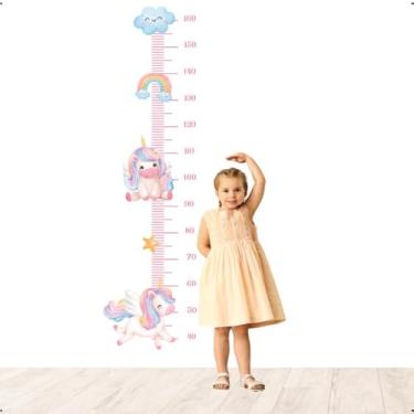 Imagem de Régua Infantil de Crescimento Unicórnio Lavável Seguro Fácil Aplicação Para Decoração Criativa Quarto Bebê Menina
