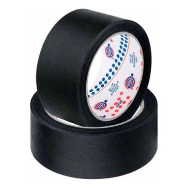 Imagem de Kit 2 Rolo Fita Crepe Adesiva Preta 48mm X 50m Fácil Remoção - Eurocel
