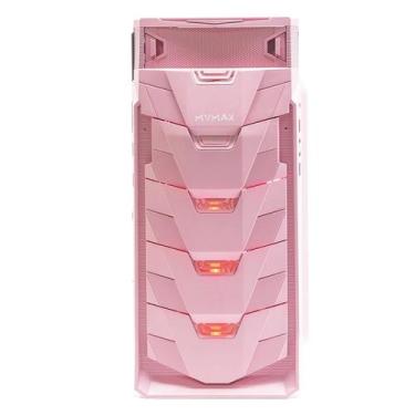 Imagem de Gabinete Gamer Rosa Mymax Taurus Mid Tower, Led Vermelho, ATX e Micro-