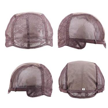 Imagem de Touca de peruca Doubel Swiss Lace para fazer perucas com alças ajustáveis nas costas sem cola (marrom claro, grande, 59,7 cm)