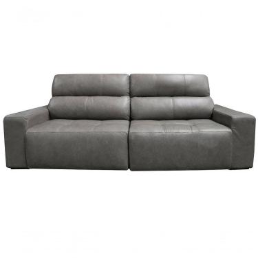 Imagem de Sofá Retrátil E Reclinável De Couro Atami 2,30 M Cement Grey - Mempra Design