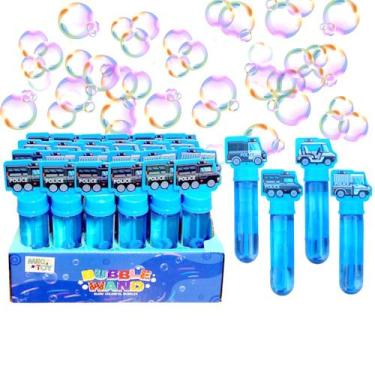 Imagem de 24 Tubos de Bolha de Sabão Carrinhos Azul Policia Atacado Festa Sacola