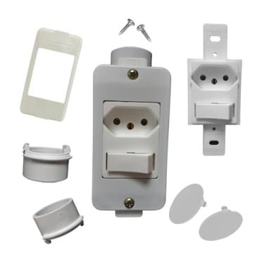 Imagem de Interruptor Com Tomada Conjunto Caixa 4x2 Condulete Sobrepor (Branco)