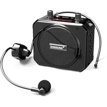 Imagem de Amplificador De Voz, Cós Portátil Uhf Amplificador De Voz Sem Fio Com Rádio E Fones De Ouvido, Para Professor, Guias Turísticos, Canto, Apresentações, Fantasias