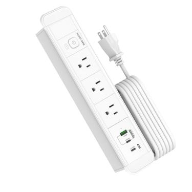 Imagem de YYSKA Filtro De Linha Embutido, Kit Tomada Gaveta Usb C 65 W, Estação Carregamento Rápido Com 3 Tomadas, Cabo Elétrico Oculto 6 Pés, Organizador Mesa Para Casa, Escritório, Cozinha (Branco)