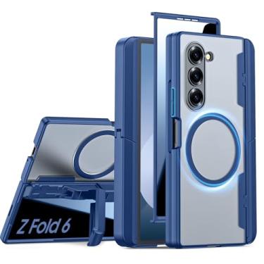 Imagem de Spugan Capa para Samsung Galaxy Z Fold 6 com suporte para S Pen, [compatível com Magsafe] [Proteção de tela de privacidade] [Suporte oculto] [Suporte oculto] Capa magnética forte fosca translúcida à