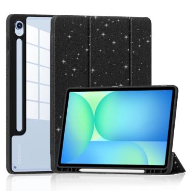 Imagem de DJ&RPPQ Capa para Samsung Galaxy Tab S10 FE 2025/S9 FE 27.7 cm/ S9 27.9 cm 2023, capa traseira transparente com suporte triplo leve e fina para Samsung Galaxy Tab S10 FE/S9 FE/S9 com hibernar