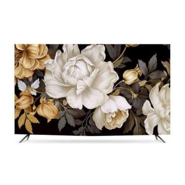 Imagem de HSTANGKY Capa de TV 81.3 cm-203.2 cm Capa protetora de tela multifuncional TV interna capa à prova de poeira pano de poliéster macio capas de tela de televisão para pendurar mesa curva-flor ||55