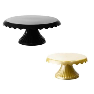 Imagem de Kit 1 Boleira Cake Renda 22x9 E 1 Boleira Cake Renda 19x9 Decoração (PRETA E DOURADA)