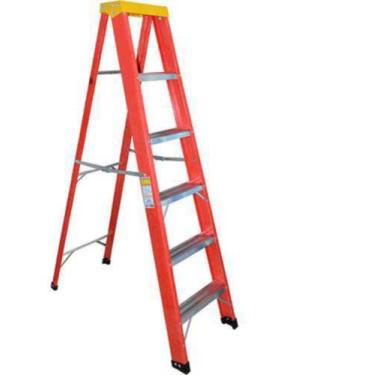 Imagem de Escada Fvd Dobrável 5 Degraus e Patamar, Vermelho - W Bertolo