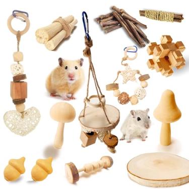 Imagem de Brinquedos de hamster, para hamster, gerbos, ratos, ratos e outros pequenos animais para mastigar e brincar, induzem a ranger os dentes, reduzem a depressão. (Padrão B)