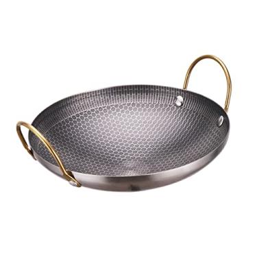 Imagem de Amagogo Panela de aço inoxidável Wok Pote binaural Utensílios de cozinha Panela de caldo Frigideira Todos os Dias Panela para Churrasco em Casa Frutos do Mar Ramen Camping, 20 cm