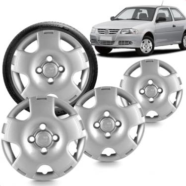 Imagem de Kit 4 Calotas Gol G4 2006 A 2014 Aro 13 2014 Prata Cubo Alto Grid