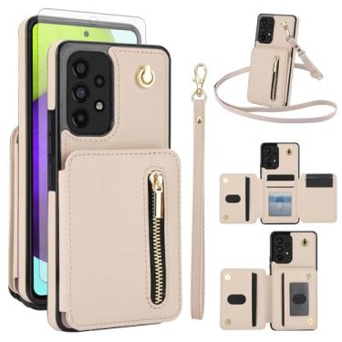 Imagem de Asuwish Capa de celular para Samsung Galaxy A53 5G RFID carteira celular com protetor de tela de vidro temperado, alça transversal, compartimento para cartão de crédito, suporte A 53 G5 53A SM A536U