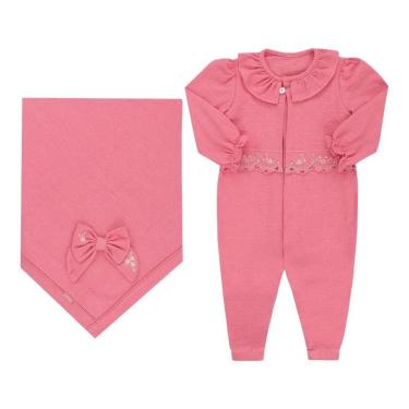 Imagem de Kit Saída Maternidade Luxo Bebê Menina Bordado Paraiso 17770-Feminino