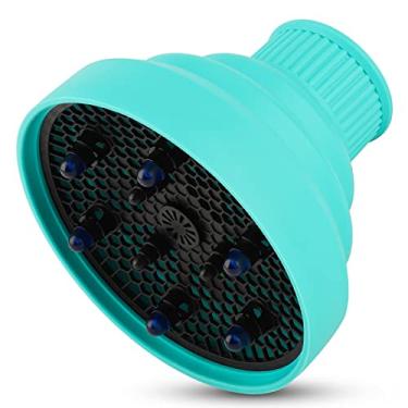 Imagem de Difusor de secador dobrável, difusor de cabelo portátil Segbeauty Travel para cabelos cacheados naturais, acessório profissional leve e dobrável difusor para secadores, bocal de 4,54 a 4,3 cm, azul