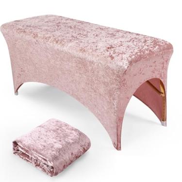 Imagem de Capa de mesa com cílios de veludo amassado – macia, lavável na máquina, serve para mesas de spa e massagem padrão de 1,8 m para esteticistas