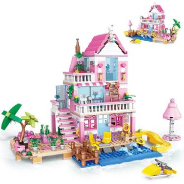 Imagem de Conjunto de construção HSANHE Pink Girls Seaside Beach Villa 822 unida