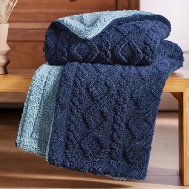Imagem de Cobertor Bedsure Sherpa Twin Size Fuzzy Soft Cozy Navy