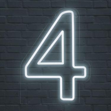 Imagem de Painel Led Neon Número Luminoso 4 Quatro 60cm Decoração Festa - letrei