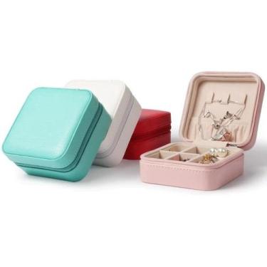 Imagem de Porta Jóias Para Viagem, Caixa Bolsa Com Ziper P/ Anel Luxo - Sou Preç