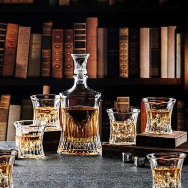 Imagem de Garrafa Decanter Whisky Vidro Licor 700Ml + 6 Copos - Vacheron