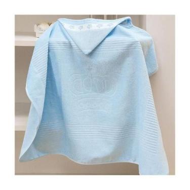 Imagem de Toalha Infantil Velour Com Capuz Baby Classic 90x70cm Dohler, Azul