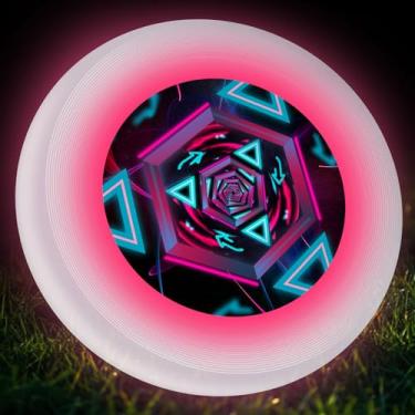 Imagem de ZhaoJum Disco voador brilhante de 49 LEDs - Brinquedo de disco recarregável com 3 modos inteligentes, design profissional de 175 g para jogos noturnos de praia/acampamento/quintal