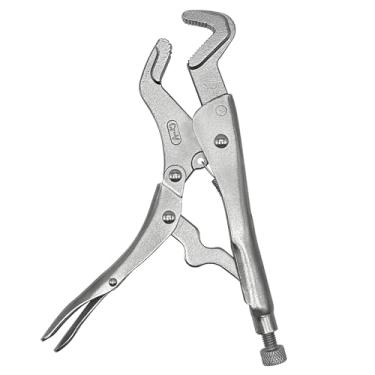 Imagem de PAKJCKERM Alicate de aperto de torno de nariz de papagaio de 22 cm para remoção de elos de barra oscilante, alicate de travamento de mandíbula curva de corte de arquivo de 3 lados, torno ajustável