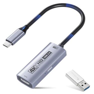 Imagem de Guermok Cartão de captura de vídeo 4K USB 3.0 com PD 100 W, 4K@60 FPS ou 2K @144 FPS HDMI a USB A/C Cartão de Captura para Streaming, Works with Pad, Tablet, MacOS, Switch2/1, Laptop, PC, Camera, VR