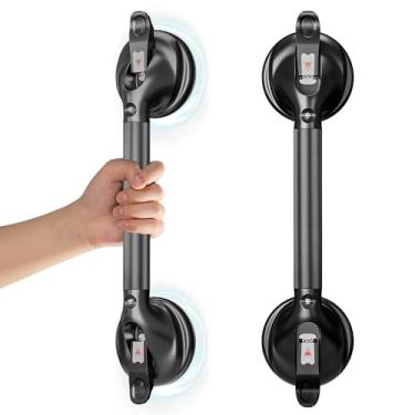 Imagem de DAILYLIFE Barras de apoio para banheiras e chuveiros, alças de chuveiro de 48 cm para sucção de idosos, barra de segurança de 136 kg para idosos e idosos, preta (1 pacote)