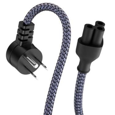 Imagem de Cabo de alimentação de 3 pinos trançado de substituição CA de 3 m, ângulo de 90°, 18AWG para Dell, HP, LG, Lenovo, Acer, Toshiba, Sony, laptops, monitores, impressoras, scanners, NEMA 5-15P para C5