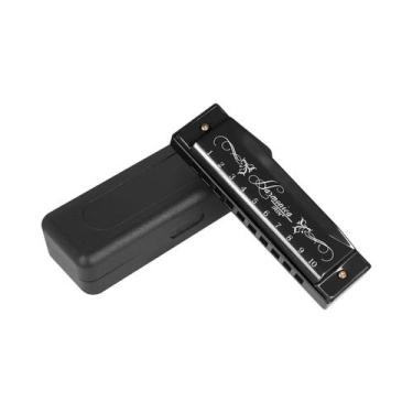 Imagem de Gaita Cromática de 10 Buracos e 20 Tons - Ideal para Iniciantes, preto