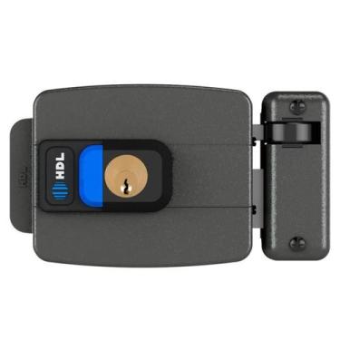 Imagem de Fechadura Elétrica Hdl C-90 Dupla Cinza Abre Para Dentro Com Botão