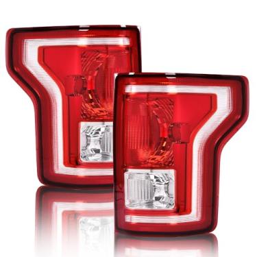 Imagem de PIT66 Luzes traseiras compatíveis com Ford F150 2015 2016 2017 (submodelo: Lariat, XL, XLT) Conjunto de lâmpada traseira FL3Z13405A-PFM, FO2800239, FL3Z13404A-PFM, FO2801239 Drive & Passenger Side