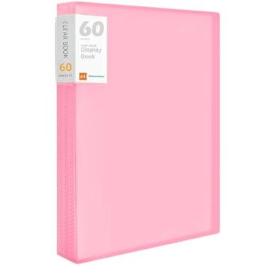 Imagem de Fichário com mangas de plástico 60 bolsos para exibição de livro de 120 páginas, pasta de portfólio de arte com protetores de folhas transparentes, livro de apresentação para obras de arte
