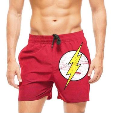 Imagem de Short Praia Shorts Banho Herói Flash Brasão 510 - smoke, Preto, G 42/4