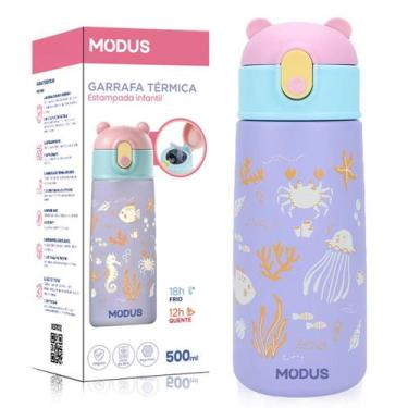 Imagem de Garrafa Térmica Infantil Modus Inox 500ml Com Canudo Isolamento A Vácu