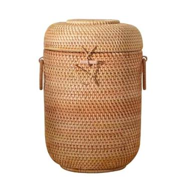 Imagem de Cesta de armazenamento de cestas de vime com tampa, caixas redondas de vime, bandeja decorativa, tampas diversas, mini organizador de pão de lanche (3)