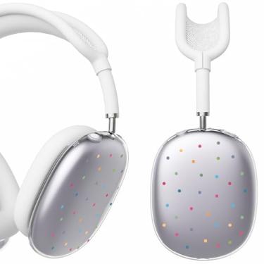 Imagem de BlHMCASE Capa de fone de ouvido para AirPods Max, lindas capas coloridas de bolinhas transparentes Y2K, capa de silicone branca para fones de ouvido para Apple AirPods Max