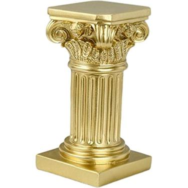 Imagem de Estatueta de coluna romana resina estátua de coluna grega castiçal suporte à base de resina para decoração de mesa de casa de casamento jardim - dourado