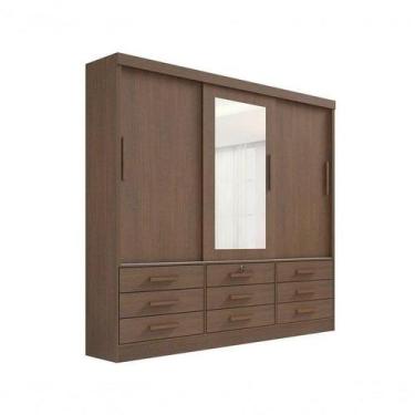 Imagem de Guarda Roupa Casal Meridian com Espelho 3 Portas 9 Gavetas com Pés D D