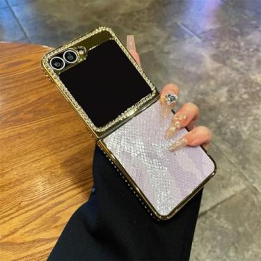 Imagem de Capa protetora à prova de choque para Galaxy Z Flip5, couro de cobra galvanizado (para Galaxy Z Flip5/roxo)