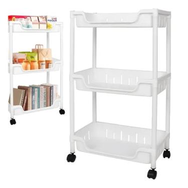 Imagem de Carrinho Auxiliar Organizador Multiuso Cozinha Fruteira Manicure Brinquedos 3 Cesto Prateleira