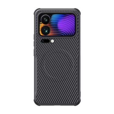 Imagem de POYUFRG Capa magnética para Xiaomi 17 Pro Max/17 Pro/17, padrão de fibra de carbono, proteção anti-impressão digital, capa fina para telefone comercial, preta, 17 Pro