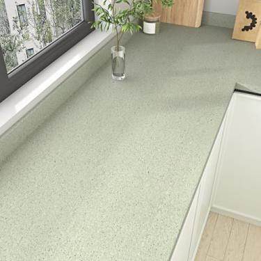 Imagem de Wallercity Papel de parede de mármore verde sálvia descasque e cole papel de parede de granito fosco 40 cm x 203 cm