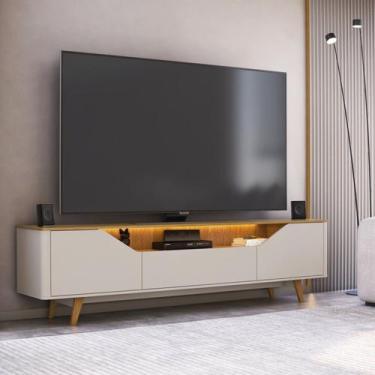 Imagem de Rack para Tv 85 Polegadas com Led Pés em Madeira Maciça Cooper - Miroo